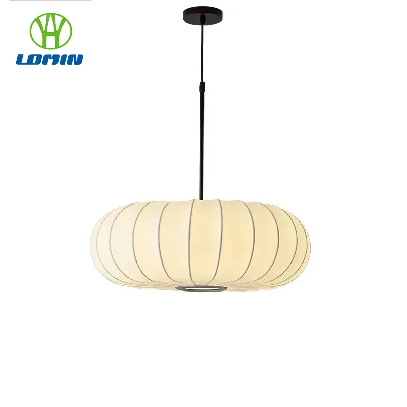 

Люстра из ткани Lomin, подвесной светильник из искусственного шелка и тыквы, лампы для спальни в китайском ресторане Zen