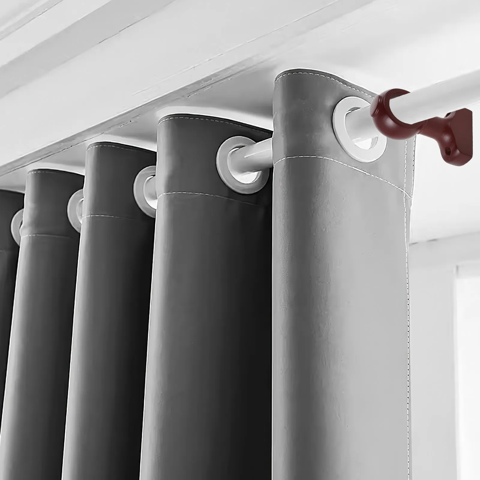 2Pcs Wooden Curtain Rod Holders Wall Mount Drapery Brackets Compatible with 36Mm Rod Window Curtain Support for Living Room