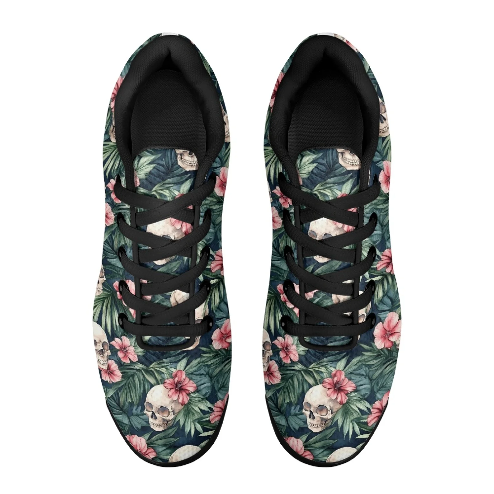 PENSTROLL Breathable Walking Sneakers Shock Absorption Tennis Sneakers for Casual Men Skull Floral
