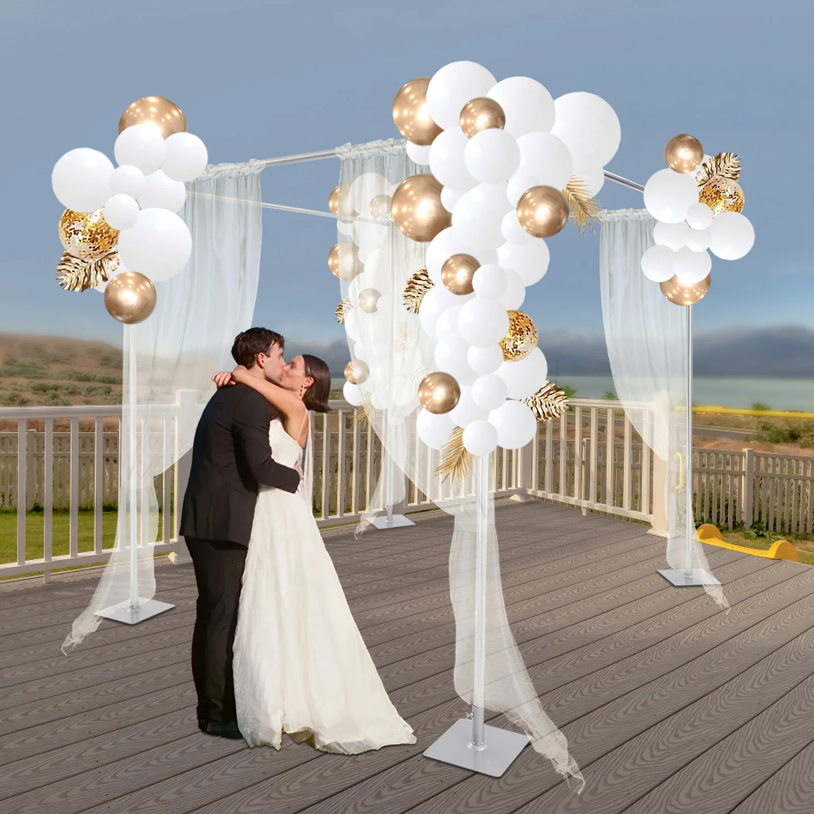 

3*3*3M Outdoor Wedding Party Stand Decor Garden Backyard Backdrop Rack Kit Adjustable Height