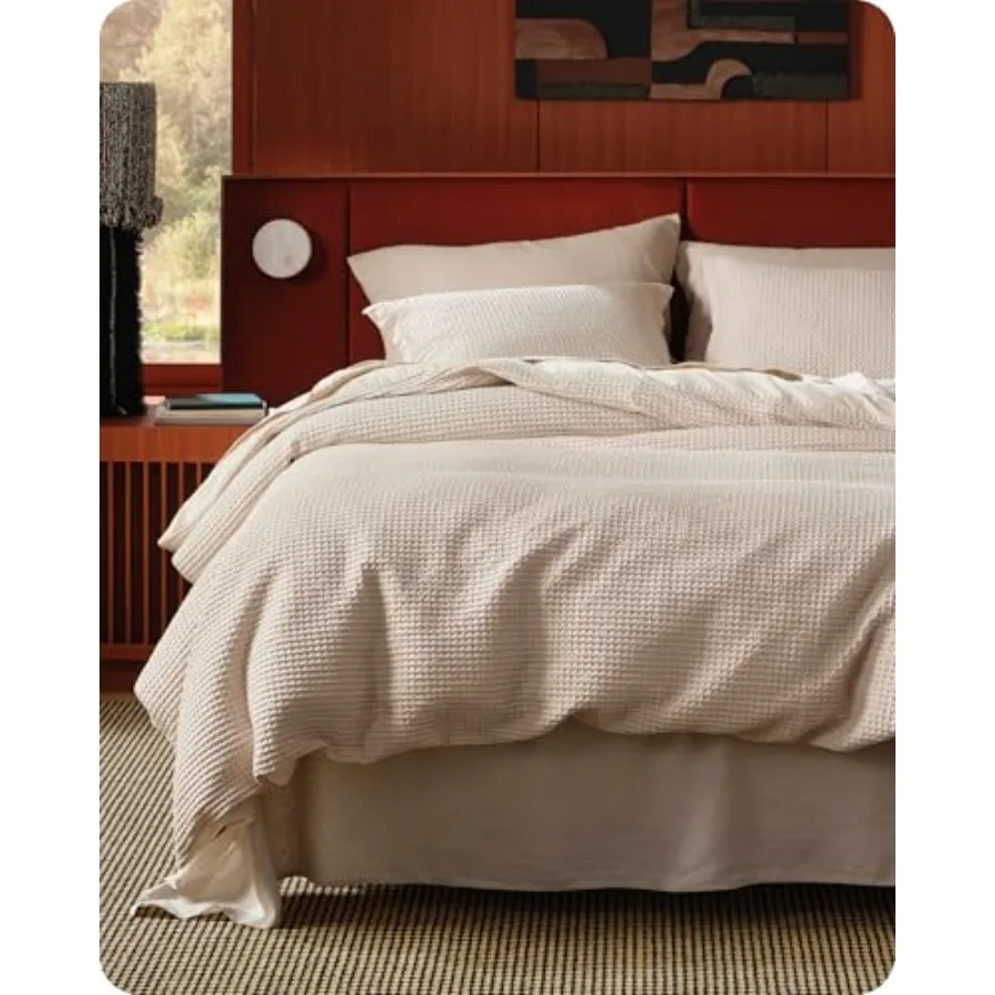 

Oversized King Size 100 Cotton Waffle Weave Beige Duvet Cover Set GentleSoft and Breathable Bedding for All Season 3 Pieces 120