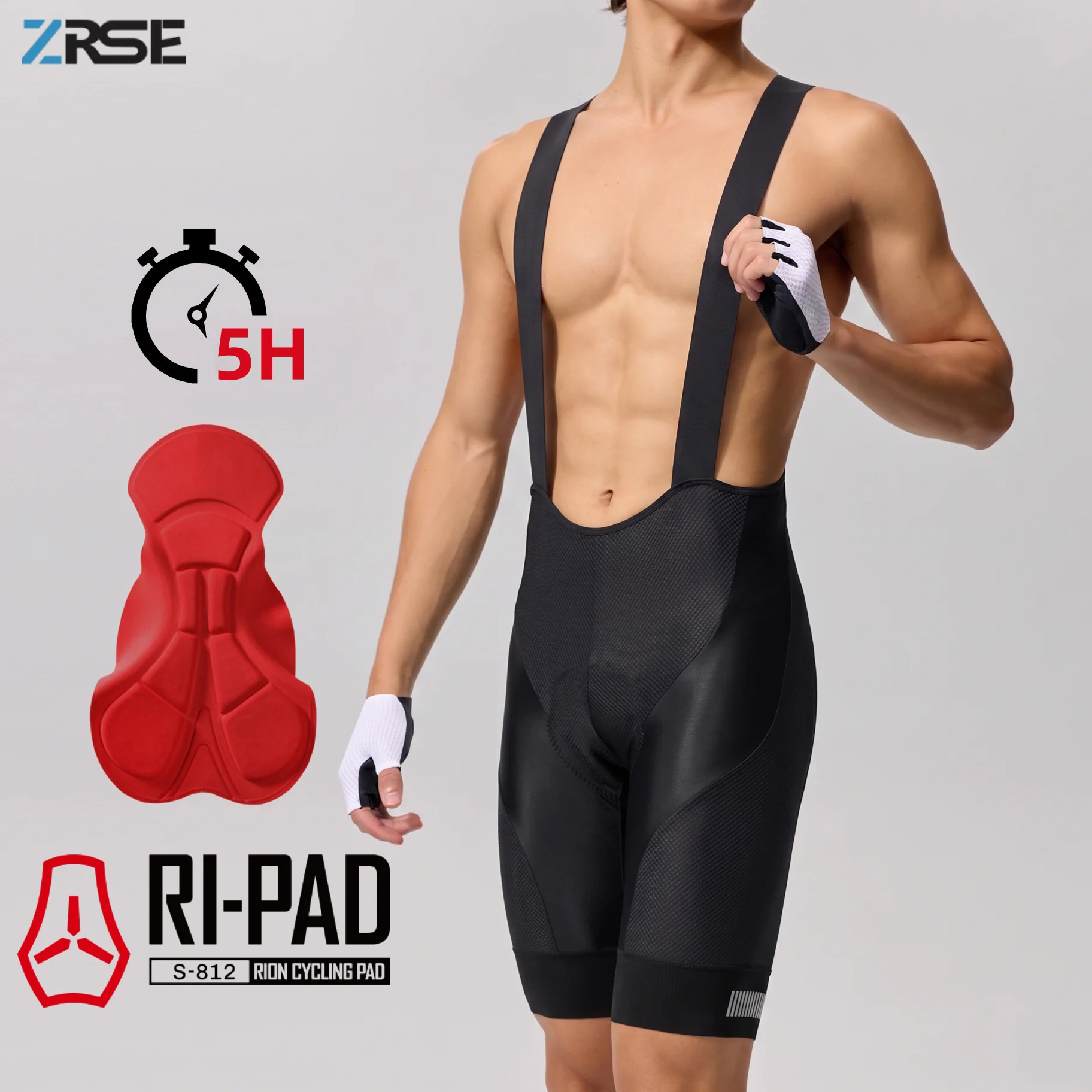 Cuissard de cyclisme d'été pour homme ZRSE avec rembourrage haute densité 5H+, évacuation de l'humidité, respirant, poche arrière pour la route et le VTT