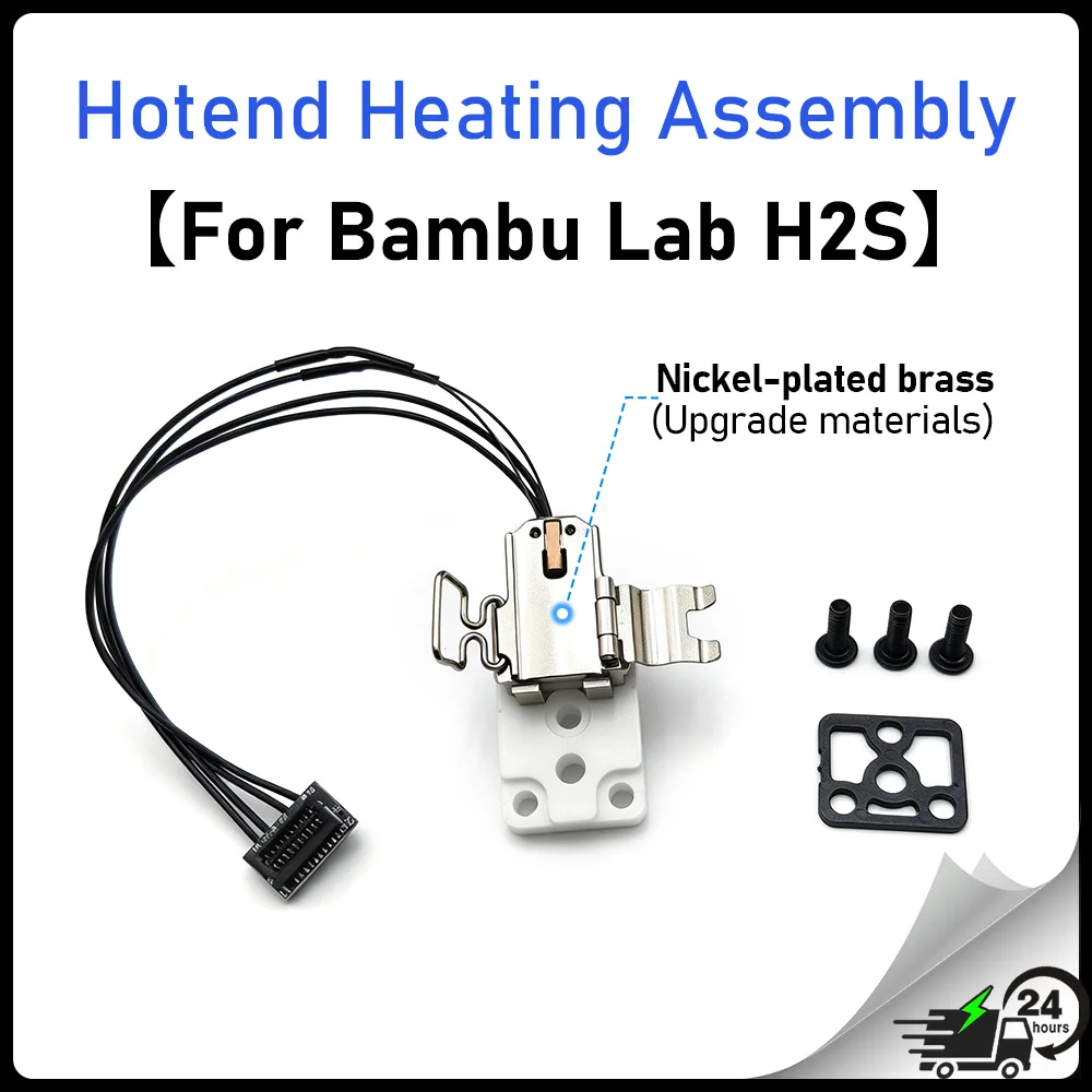 

H2S Hotend Heating Assembly Replacement Kit for Bambu Lab H2S Upgrade Ceramic Zirconia Base Nickel-Plated Brass Heater Block