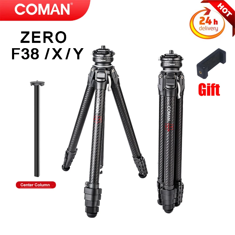 

COMAN Zero Y/X/F38 Lightweight Carbon Travel Tripod with Extend 1/4 Screw 360 Adjustable Monopod With Ballhead Tripod Head