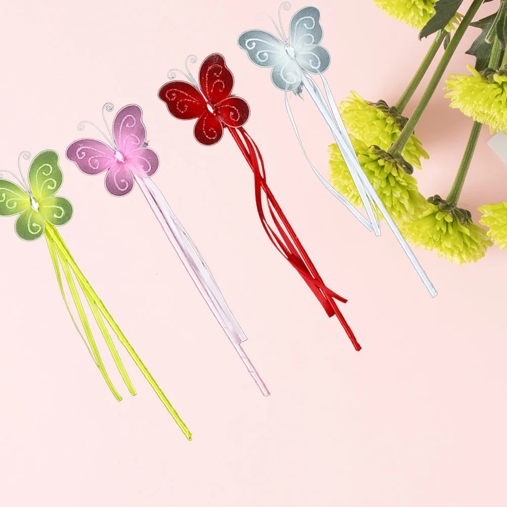 

12pcs Lovely Sparklers Glitter Fairy Stick Fairy Wand with Ribbons for Kids Girls Cosplay Costume Mixed Color