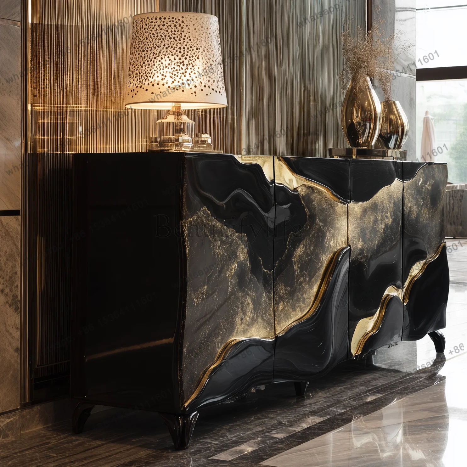Entrance Cabinet Art Aesthetics Entrance Side Cabinet Villa Luxury Furniture High Luxury International Pavilion