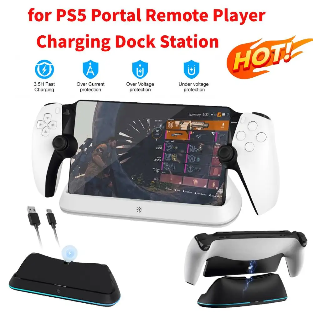 Station de charge S6 pour PlayStation Portal 7, modes d'éclairage RVB, console, support de chargeur,