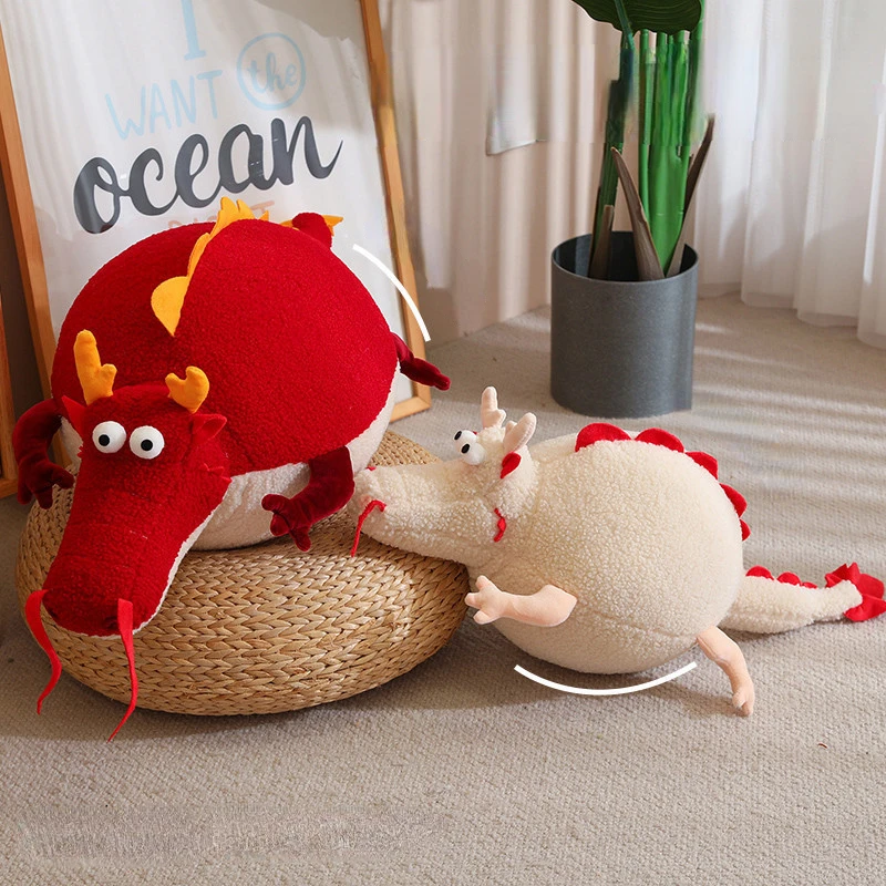 

The Year of The Loong Mascot Cute Round Dragon Pillow Cute Fat Dragon Plush Toy Doll Gift