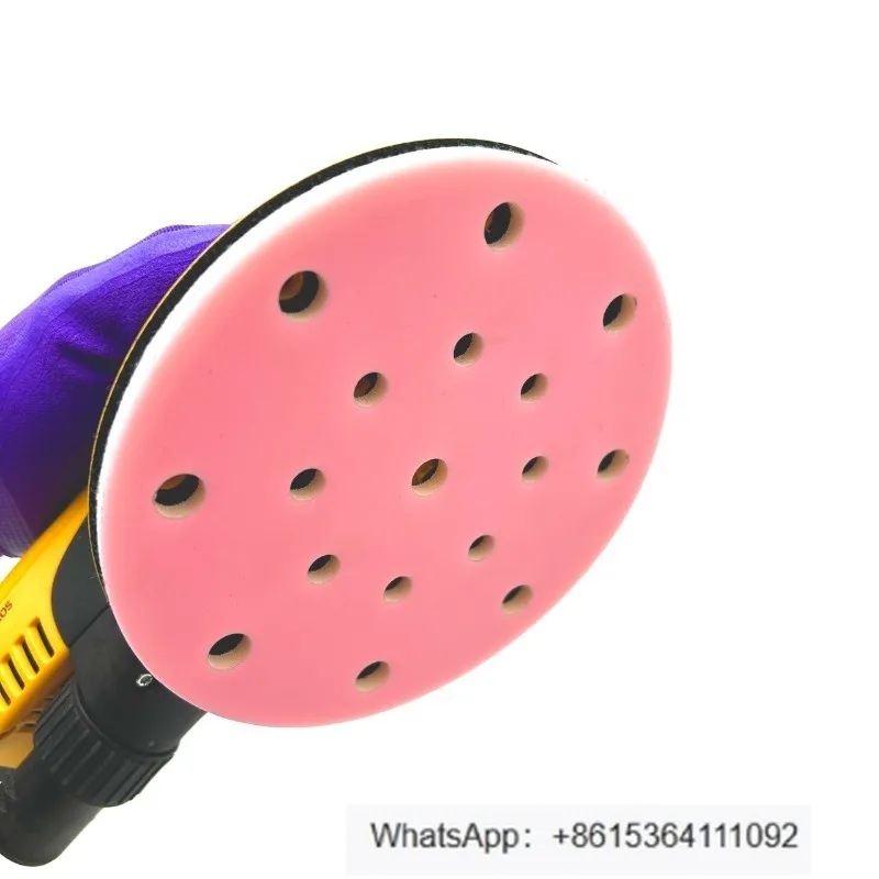 

Car beauty polishing sponge sandpaper 6 inch 17 hole dry grinding pink high efficiency flocking grinding disc sandpaper