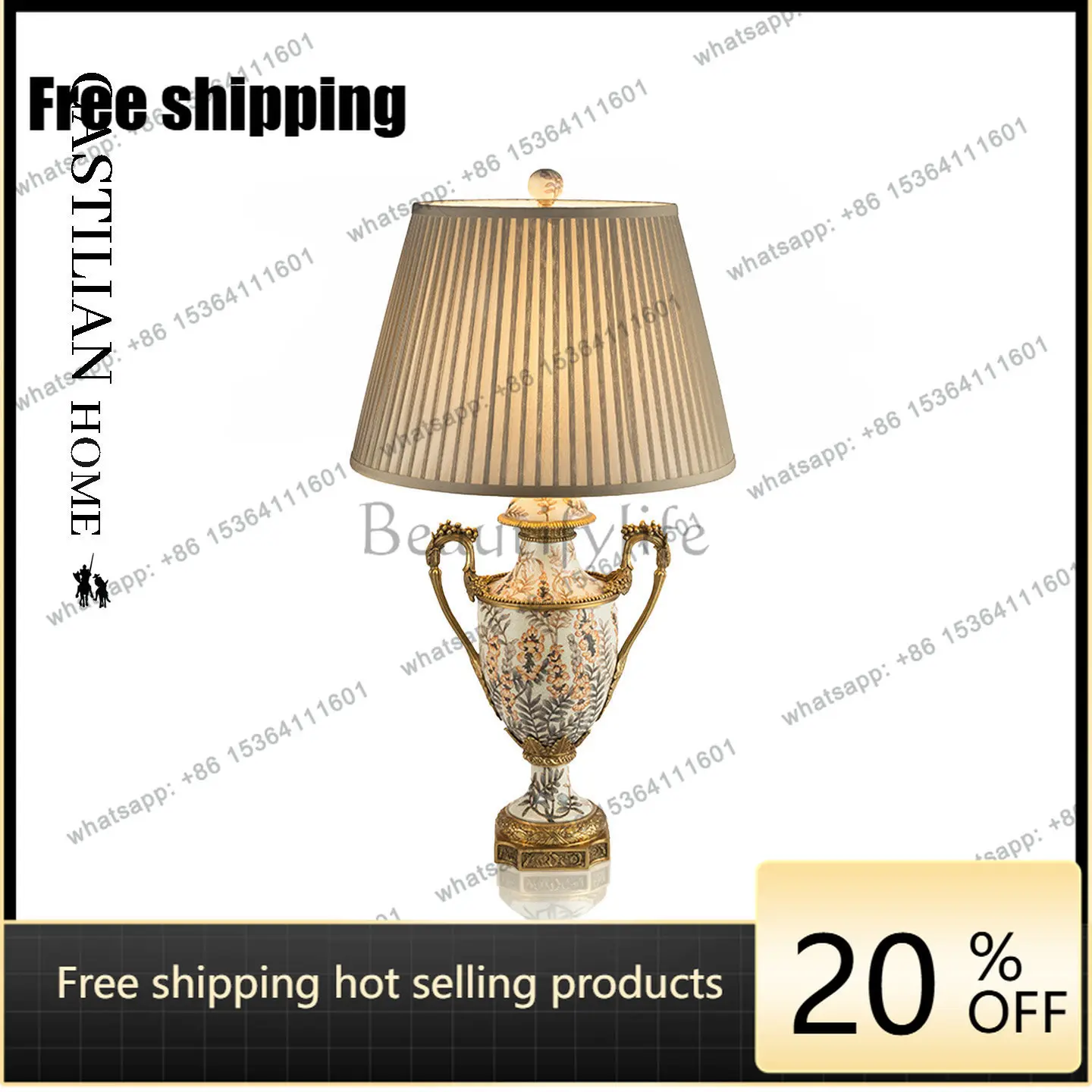 HOT French retro ceramic desk lamp book desktop American light luxury premium atmosphere decoration C5153