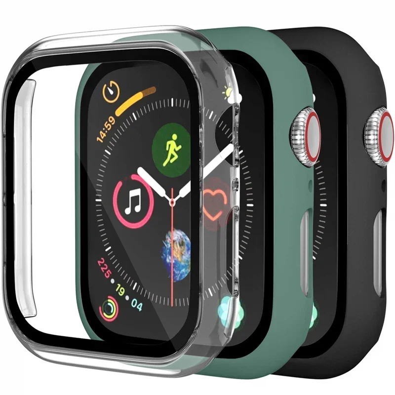 애플 워치용 유리 및 케이스 및 밴드, 실리콘 스포츠 팔찌, iWatch 시리즈 8 9 7 6 5 4 3 SE 스트랩, 44mm, 40mm, 45mm, 41mm, 38mm, 42mm
