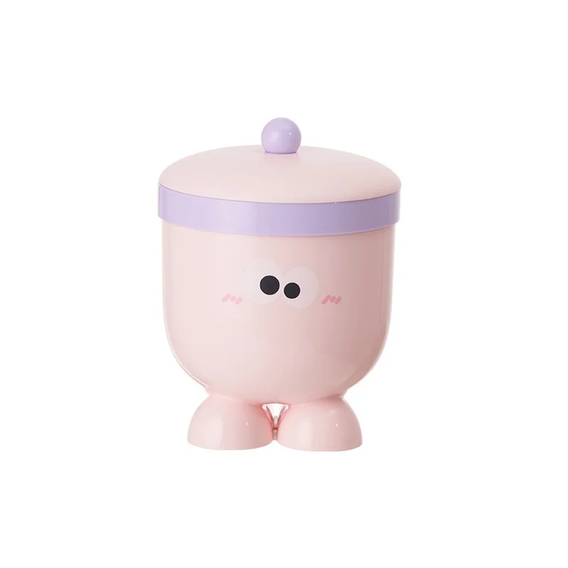 Plastic Creative Cartoon Desktop Trash Can Lid Bedroom Storage Bucket Household Student Dormitory Sundries Bucket Big Eyes Boy