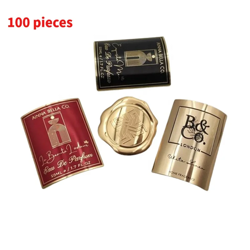 10 0.Zhang.Custom.2025 Custom Designs Aluminium Embossed Logo Decal Metal Sticker Perfume Bottle Package Labels