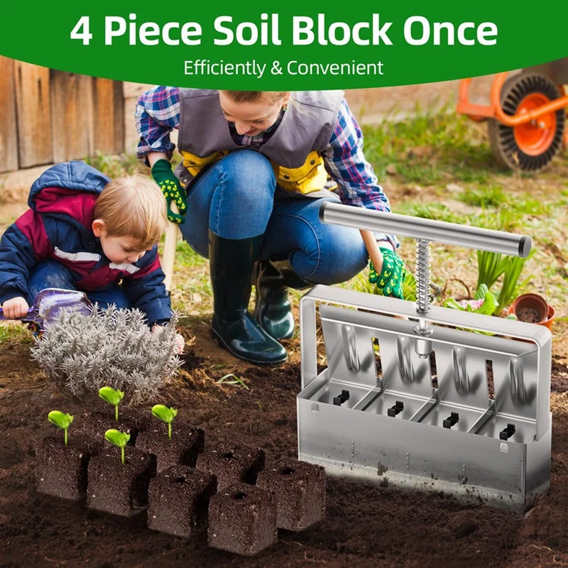 Soil Blocker Soil Blocker METAL For Seed Starting With Strong Hand Held, Soil Blocking Tool For Grow Seedling