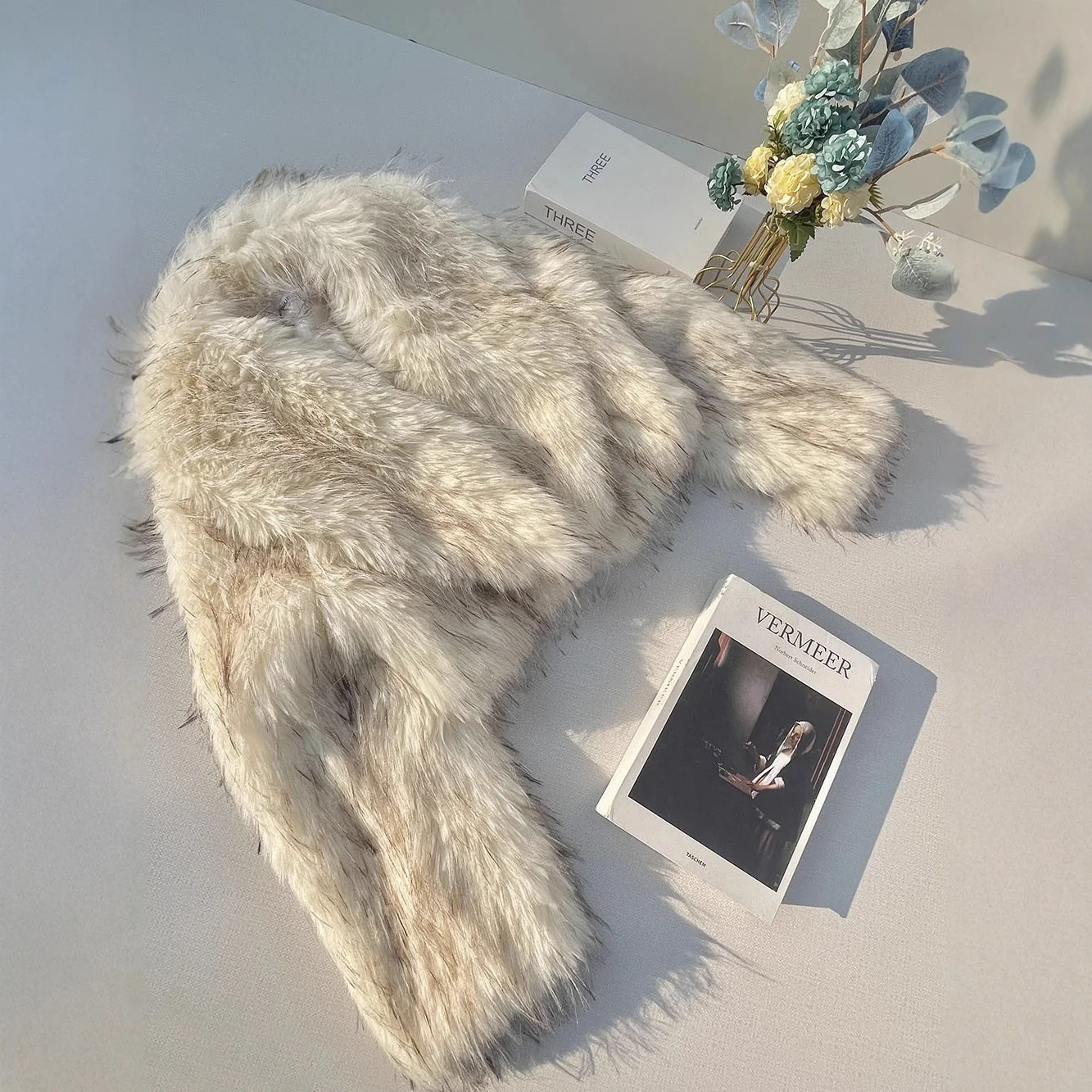 معطف الفرو ort ملابس خارجية من الفرو المزيف للنساء بياقة أسنان القمر صديقة للبيئة شبكة ular Celebri Sle الرياح غير الرسمية