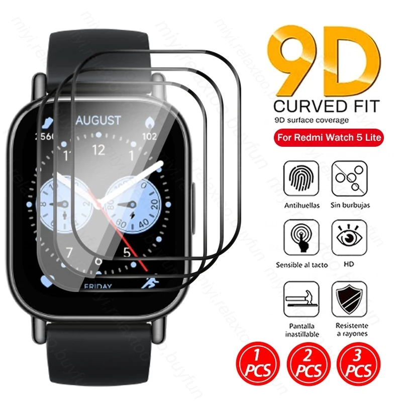 1-3Pcs 9D Curved Surface Screen Protector for Redmi Watch 5 Lite Light 5Lite Anti-Scratch Protective Film Accessories Not Glass