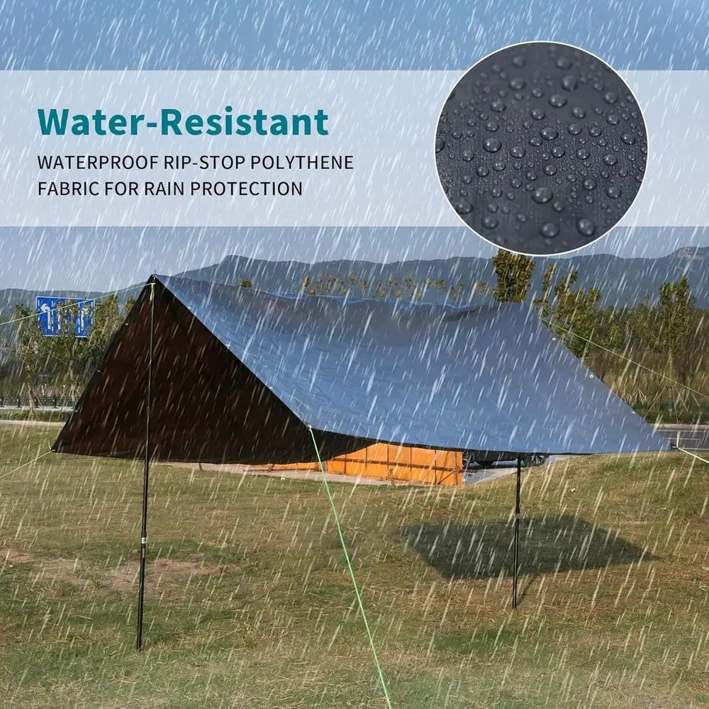 Super robuste 10 x 16 Fuß große Plane – 20 mm wasserdicht, UV-beständig, reiß- und reißfest mit Ösen (grau/braun)