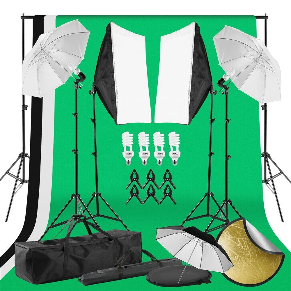 Photography Studio box Backdrop Umbrella Photo Light Kit Set