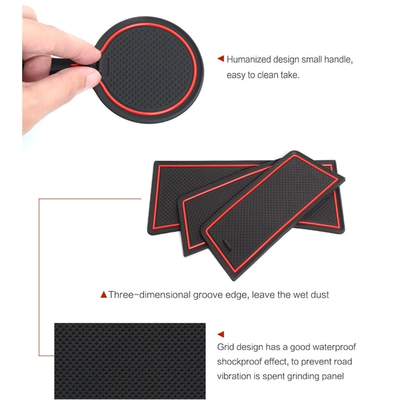 Liner Accessories for Colorado 2015-2021 Cup Holder Door Pocket Insert Mat 15-PCS Set Trims Anti-skid Mat