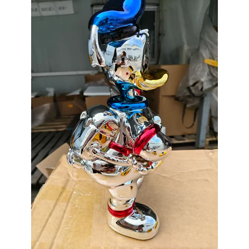 Electroplated Cartoon Duck Sculpture Figurine Modern Minimalist Luxury for Showroom Office Desk Display Cabinet Decor