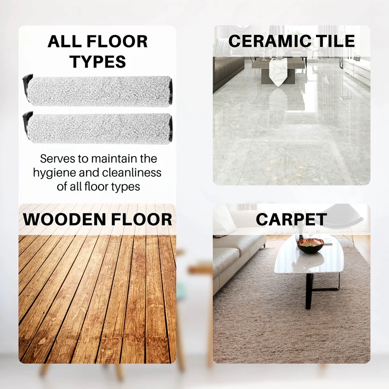 

2 сменных щеточных валика для беспроводного пылесоса Tineco Ifloor 3/Floor One S3 для влажной и сухой уборки, аксессуары-AT35