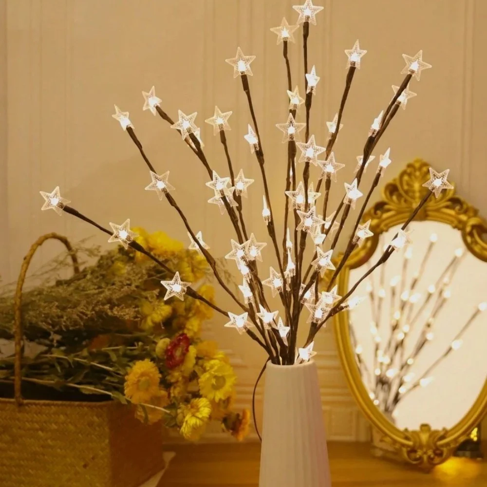1 قطعة 20LED ضوء فرع النجمة والقمر، مدعوم ببطاريات 2AA (باستثناء)، يستخدم لحفلات الزفاف والفناء والحفلات وديكور رمضان