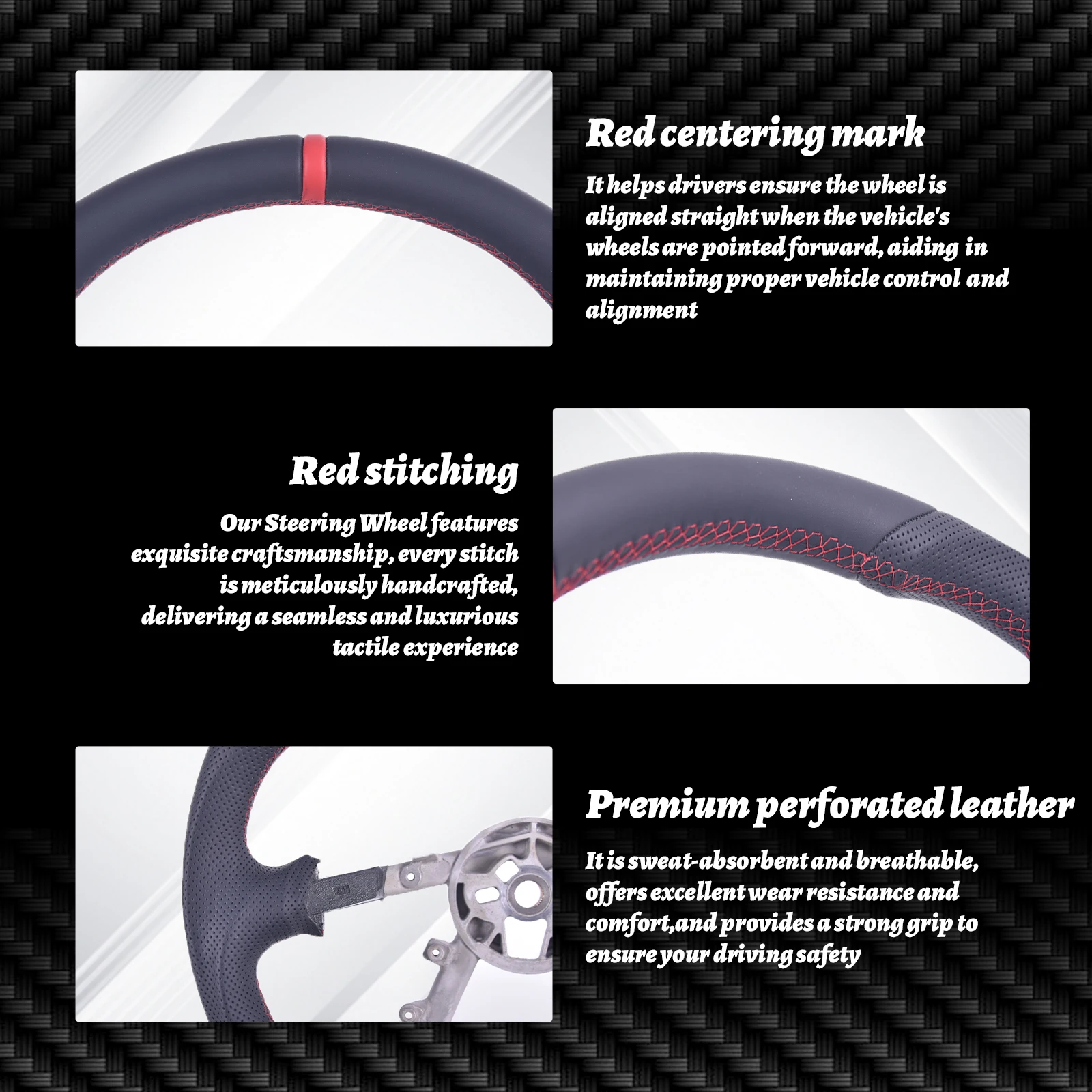 Full Leather Steering Wheel for Chevy Corvette C5 1997-2004, D-Shape Flat Bottom Hand-Stitched Sport Design