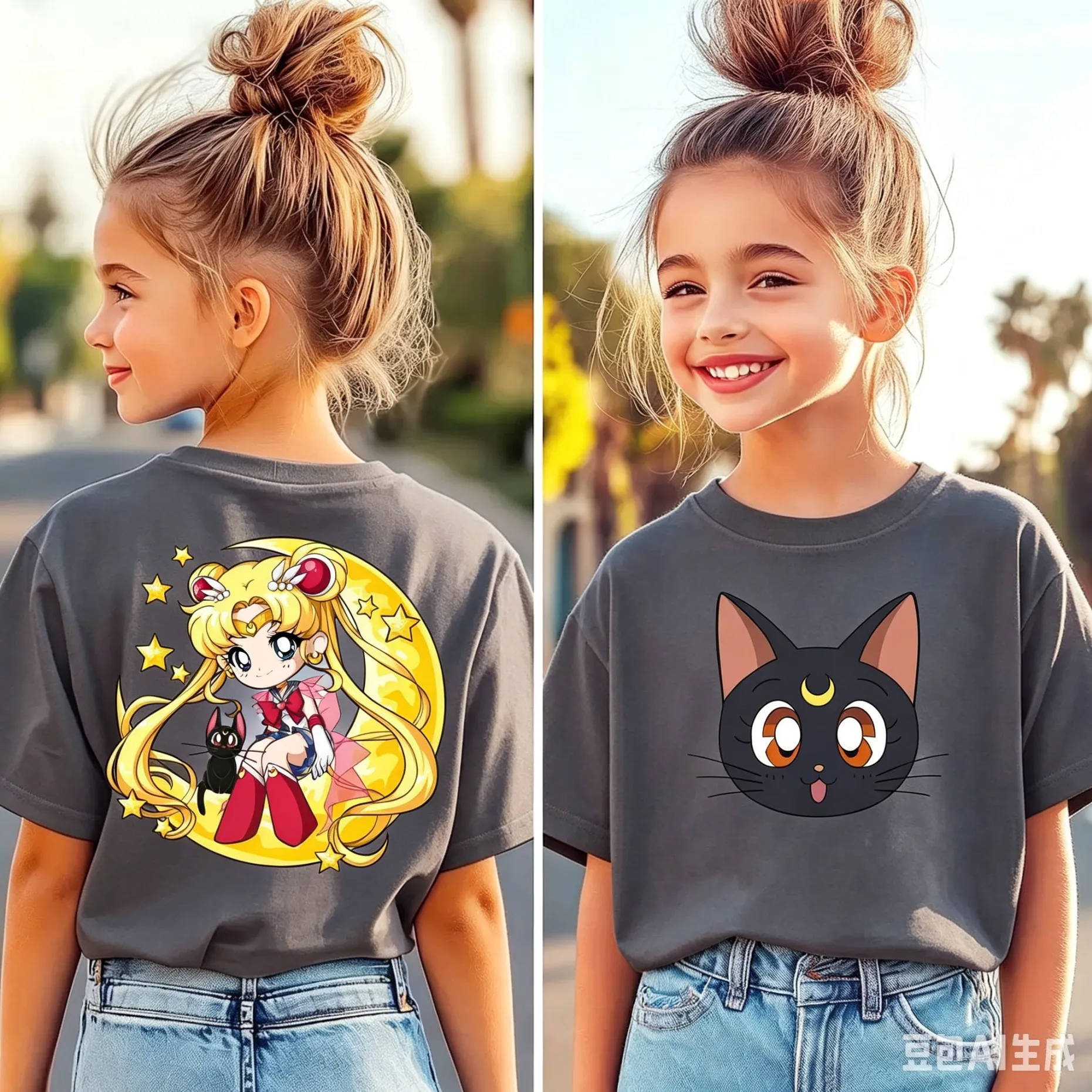 Sailor Moon T-shirt Printed Kids T-Shirt Boy Girl Unisex Summer Y2K Harajuku Loose Casual Short Sleeve Top for Chirldren Tees