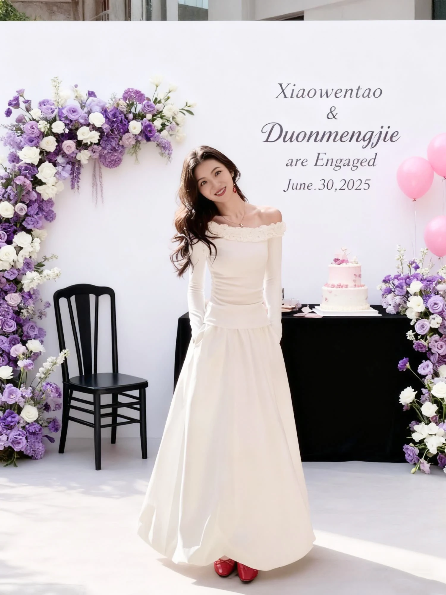

Long Sve One oulder Dr Wedding Ceremony Registration Dr Sweet Sle High Waist Polyester Fiber Winter Collection