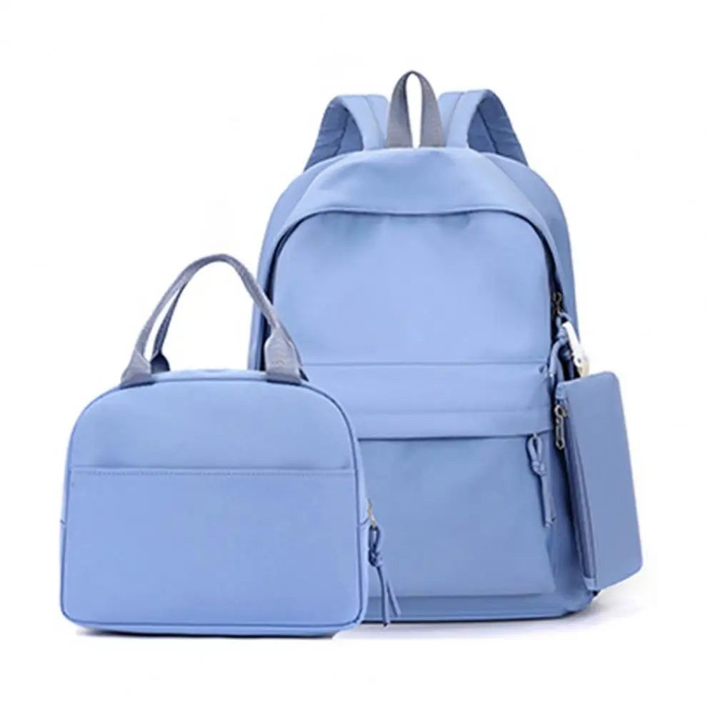 School Rugzak Waterdichte Rugzak Set Met Lunch Tas Etui Capaciteit Outdoor Reizen Rugzak Kit Pure Kleur Rits