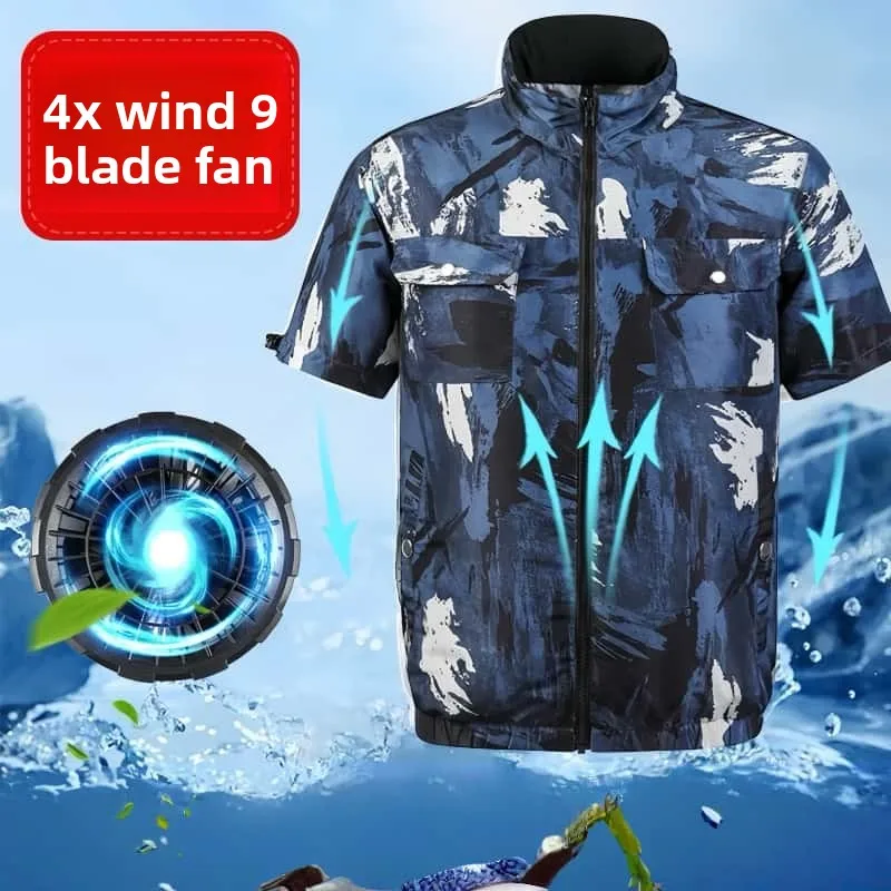 

Summer Men Fan Jacket Sunscreen Breathable Air Conditioning Clothing Outdoor High Temperature Operation Rapid Cooling Fan Jacket