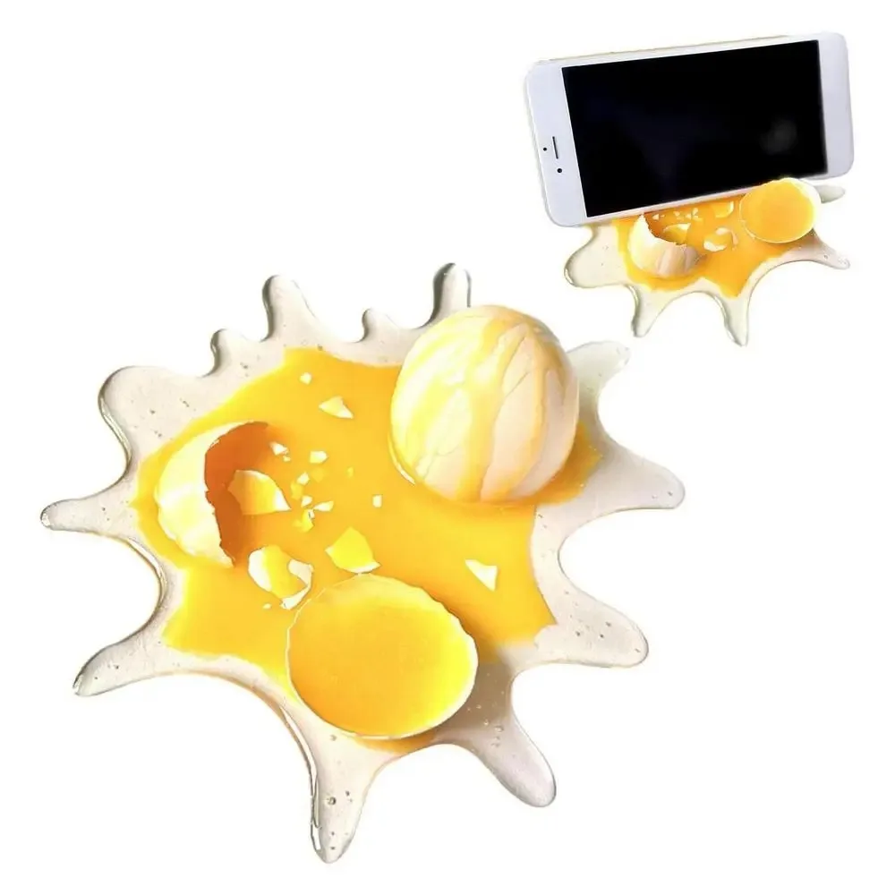 Resin Broken Egg Phone Holder Lightweight Portable Funny Spoof Decompression Toy Multipurpose Durable