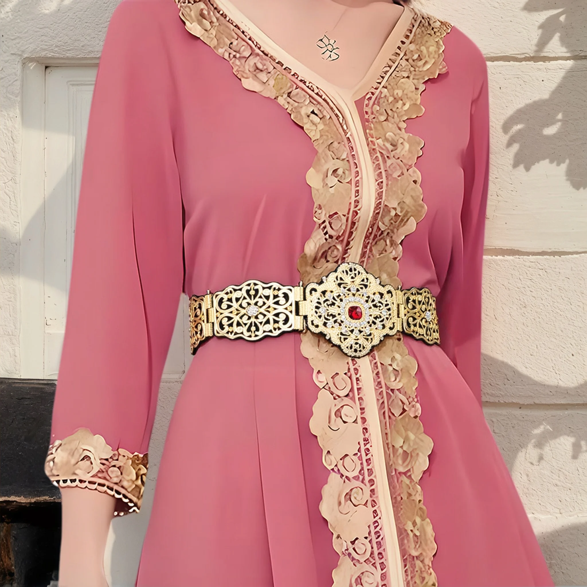 

Золотой цвет ручной веревочный ремень для женщин Марокко кафтан пояс с кристаллами свадебные украшения арабский фестиваль Bijoux