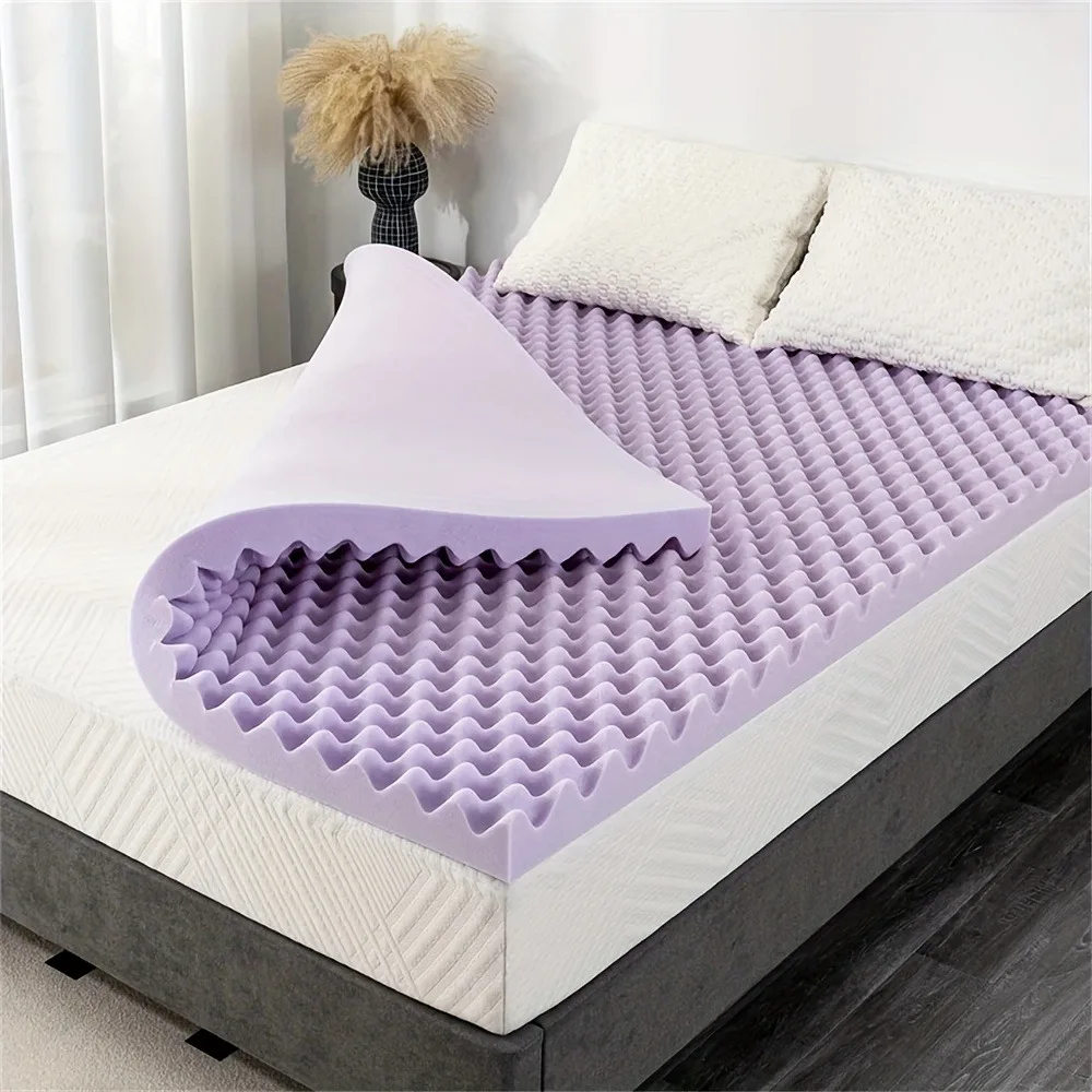 

2/3/4inch Egg Crate Memory Foam Mattress Topper, Soothing Lavender Infused, Cooling Sleep, Soft Mattress Topper for Support Comfort, Memory Foam Mattress Topper In A Box, Compression Transport, Ventilated Design Bed