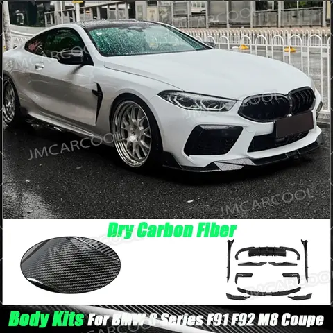 For BMW 8 Series F91 F92 M8 Coupe 2020+ Dry Carbon Fiber Car Front Lip Rear Trunk Diffuser Side Skirt Canards Wide Body Kits