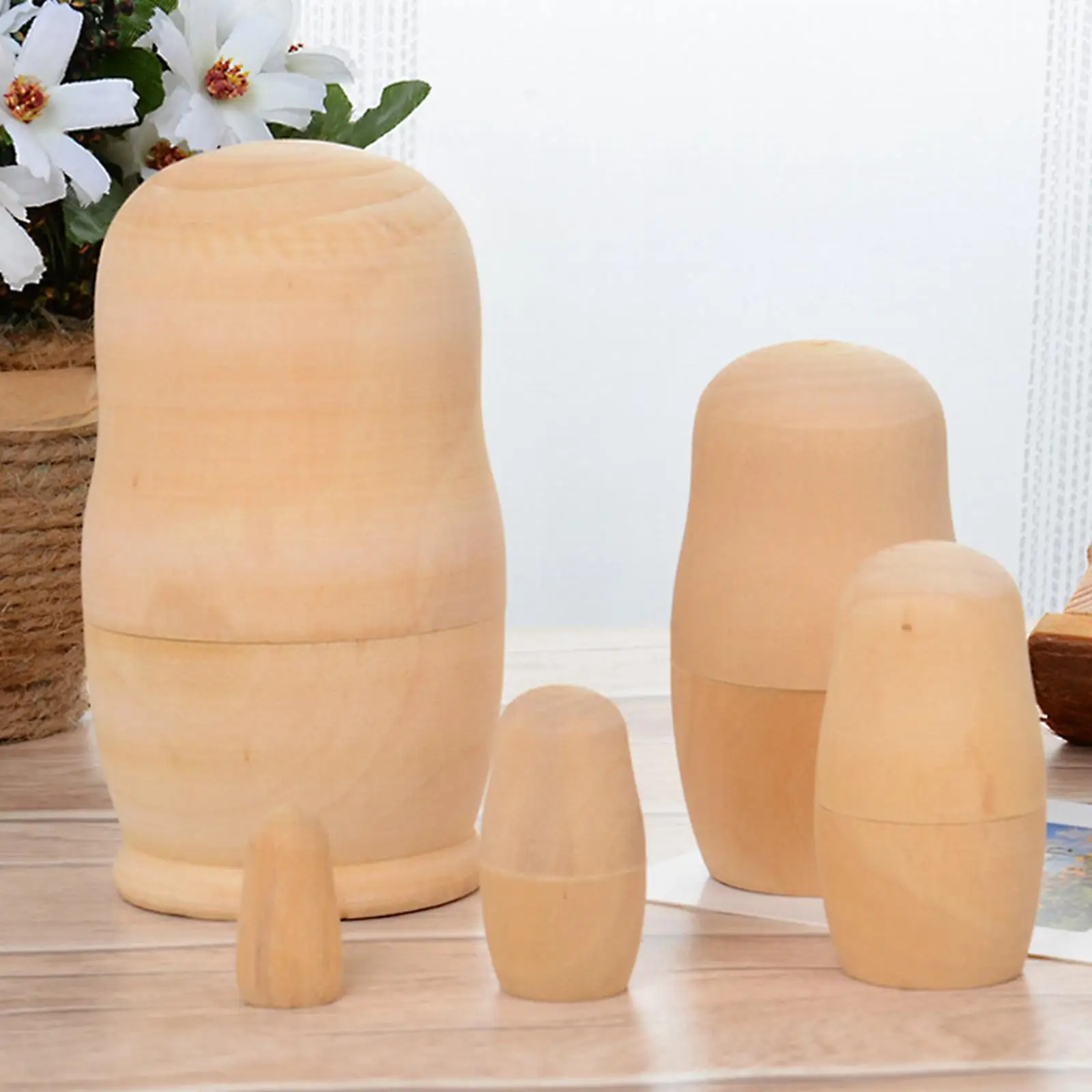 5 Carved Blank Matryoshka Dolls Stacking Toys Make Your Own Doll