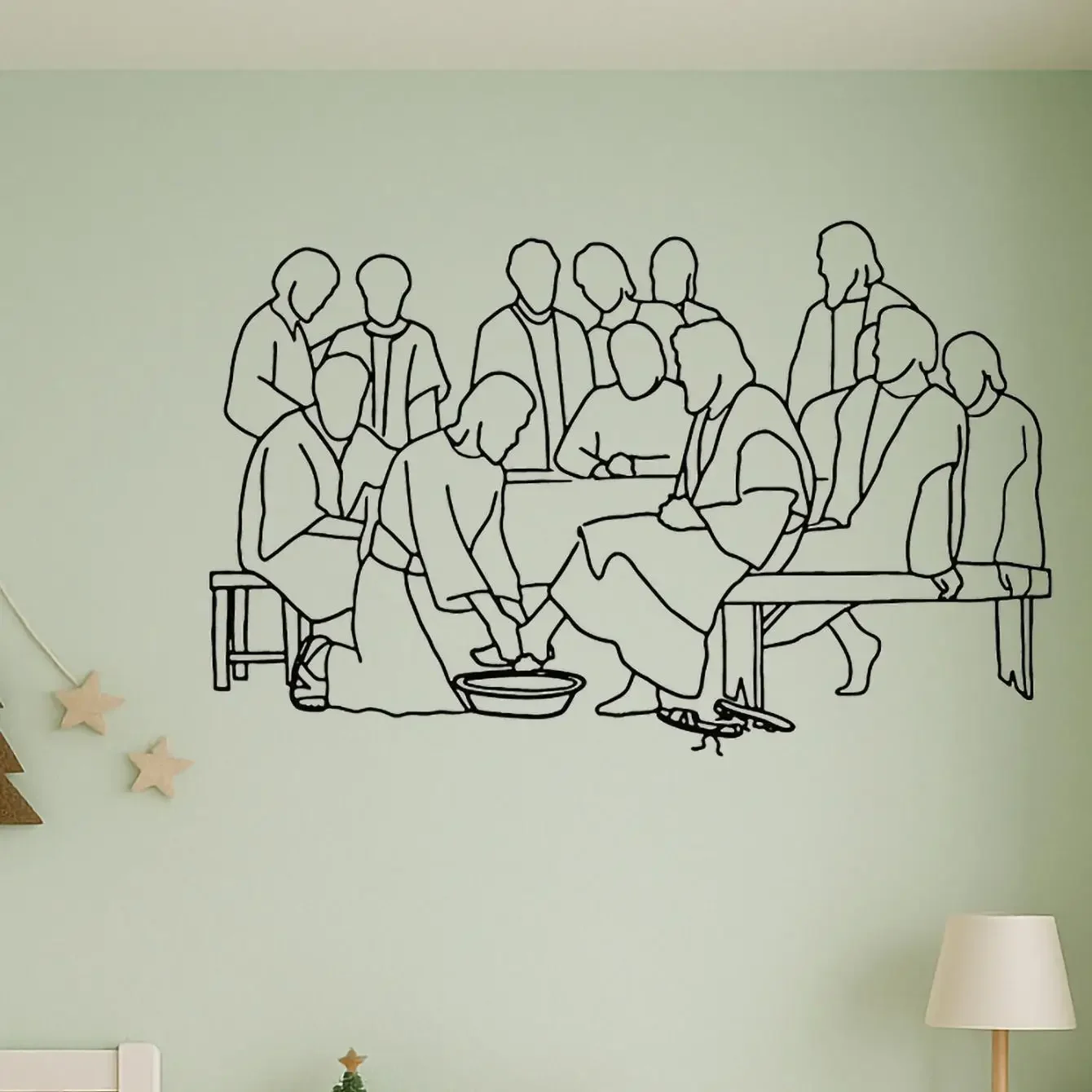 CIFBUY 1pc Jesus Apostles Metal Wall Art, Minimalist Line Art Christian Faith Iron Silhouette Sculpture
