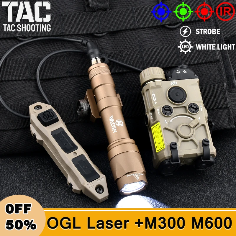 

Tactical OGL Red Green Blue IR Strobe Laser Hunt White Light Scout WADSN M300 M600 Flashlight For 20MM Rail Airsoft Accessories