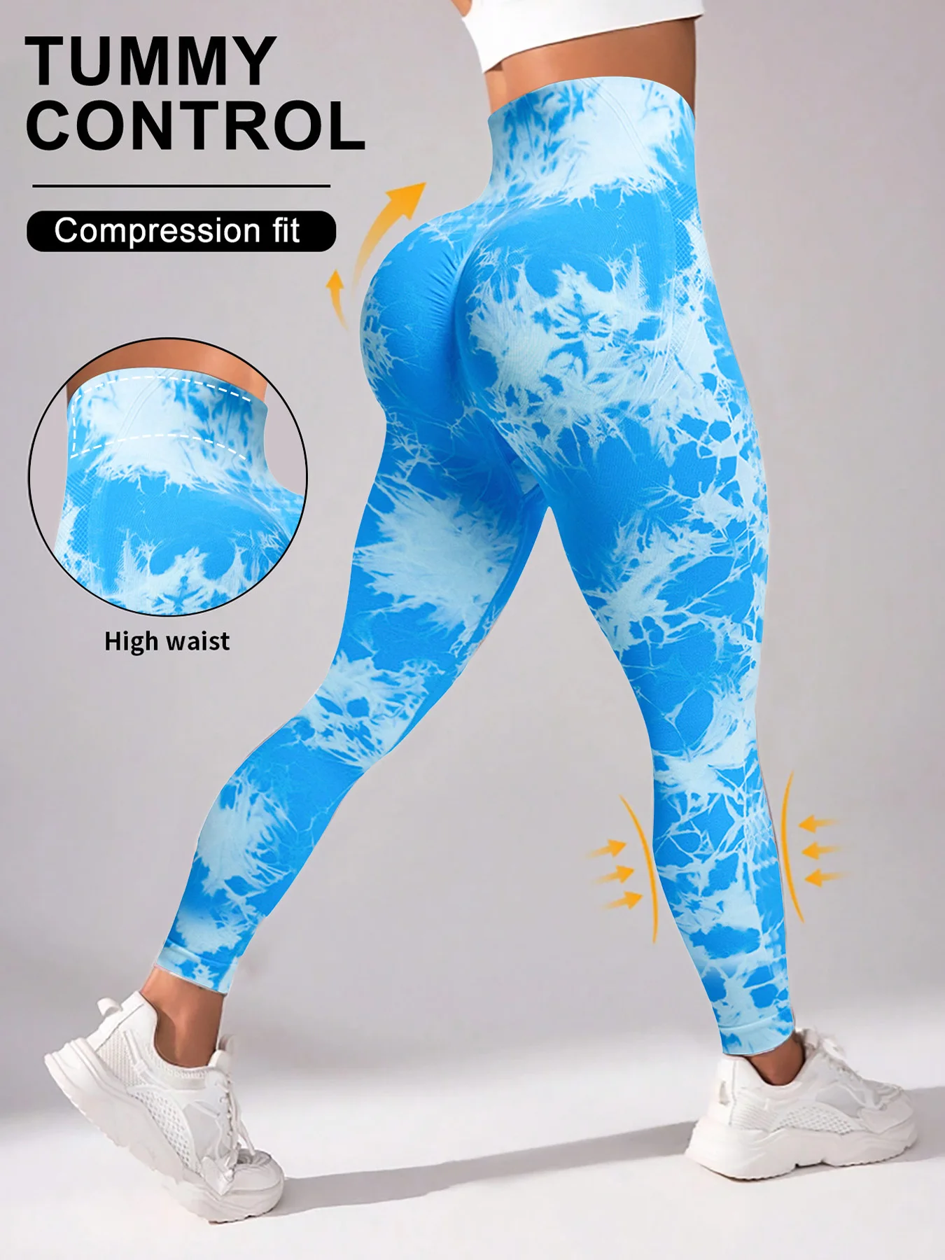 Pantalones de Yoga Tie Dye, mallas deportivas para mujer, mallas Push Up de cintura alta sin costuras para mujer, mallas de entrenamiento para Fitness, ropa de gimnasio