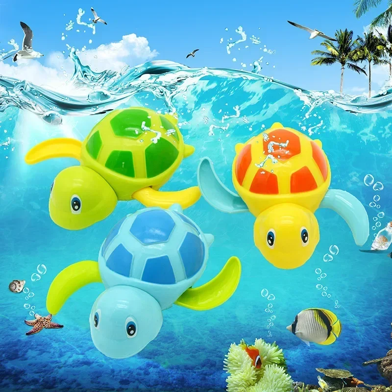 

Baby Bath Toys Toddler Bathing Tortoise Cute Swimming Turtle Pool Beach Classic Chain Clockwork Water Toy For Kids Water Playing