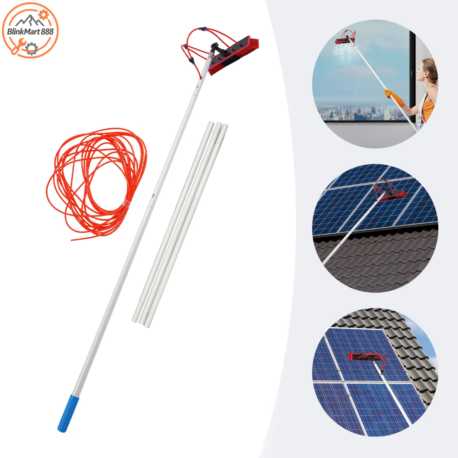 

Телескопическая щетка для чистки солнечных панелей, удлинительная штанга 5 м для мытья окон и автомобилей на высоте