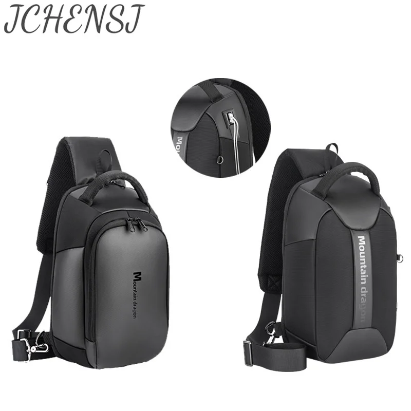 Male JCHENSH Multifunction Shoulder Bag Large Capacity Oxford USB Charging Headphone Men's Chest Cross Body s For Men