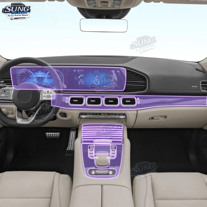 Для Mercedes Benz GLS X167 2020-2023 салон автомобиля, центральная консоль, прозрачная защитная пленка из ТПУ, краска, наклейка против царапин Для Mercedes Benz GLS X167 2020-2023 салон автомобиля, центральная консоль, прозрачная защитная пленка из ТПУ, краска, наклейка против царапин