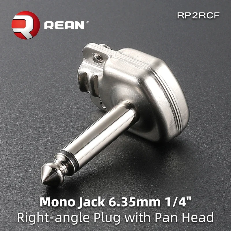 Jack 6.35 Mm Flat Electrical Connectors Right Angle 1/4' Mono TS Plug Guitar Snakes Phono Pancake Converter for Audio Equipment