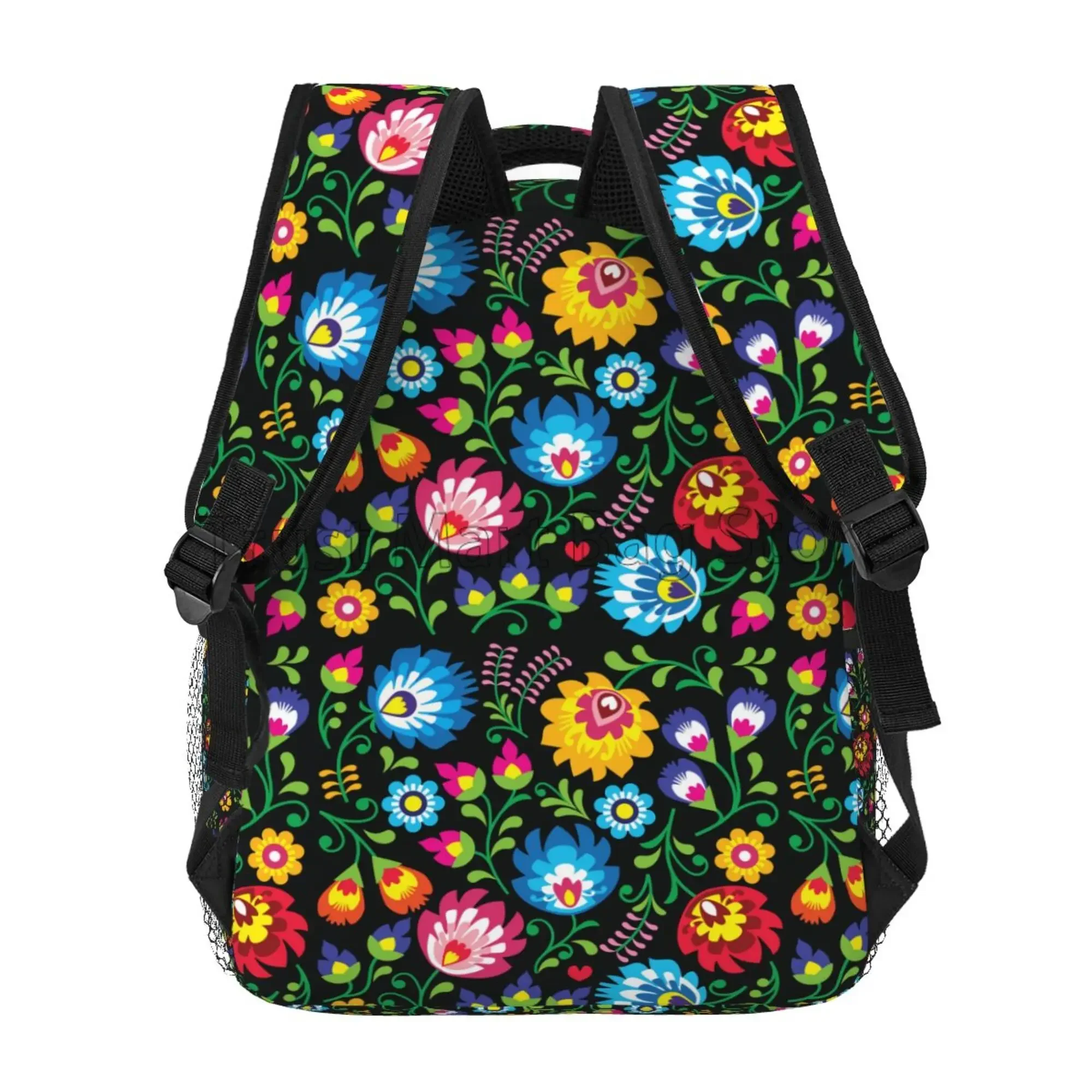 Polen Polnischer Blumen-Volkskunst-Blumen-Rucksack, große Kapazität, für Reisen, Wandern, Laptop-Rucksäcke für Damen, Camping, Fitnessstudio, Tagesrucksack