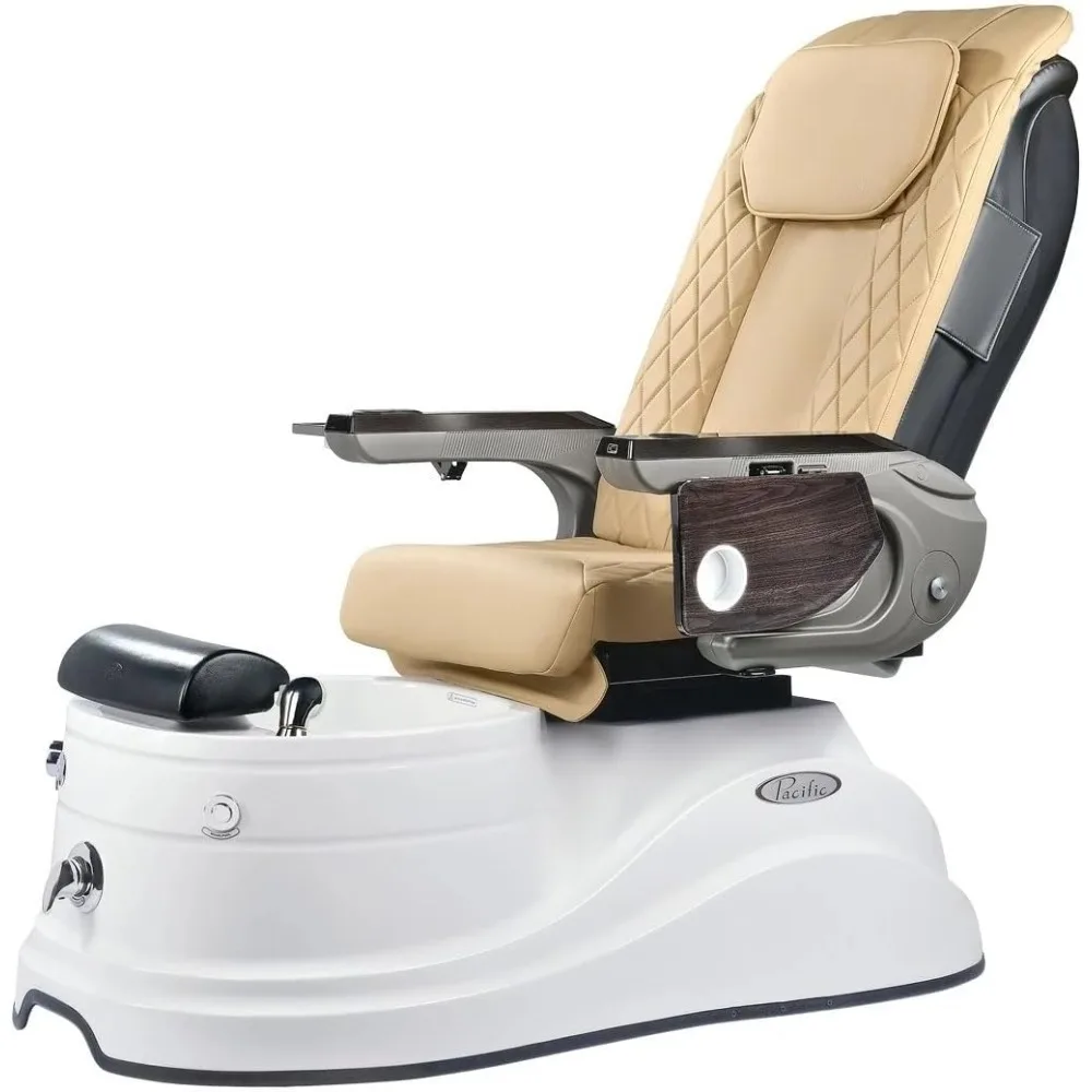 Pedicure Chair.Pacific GT Pedicure Spa Chair For Professional Salons & Spas, Shiatsu Massage Chair, LED Light In Bowl, Whi