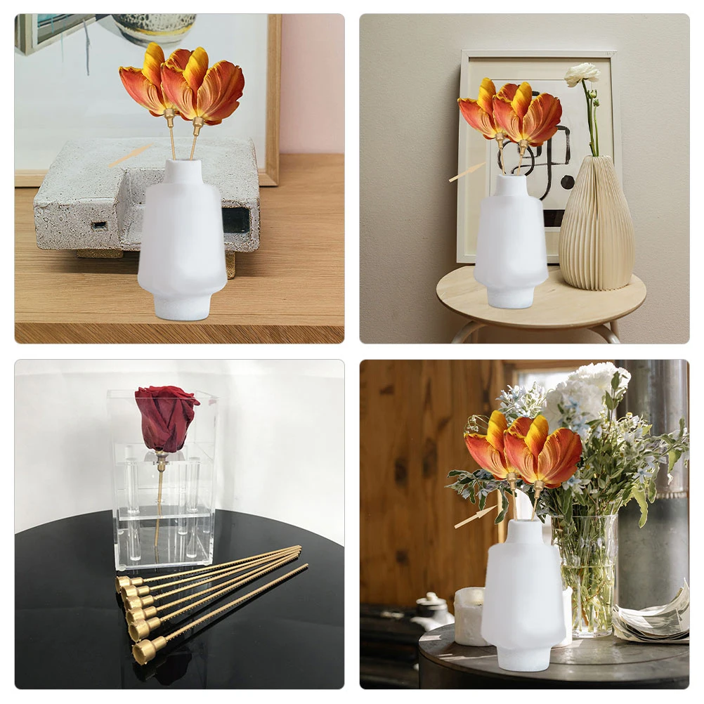 

10 Pcs Plastic Flower Water Pipes Adjustable Length PVC Golden Florist Supplies Floral Arrangement Tools Extension Stem