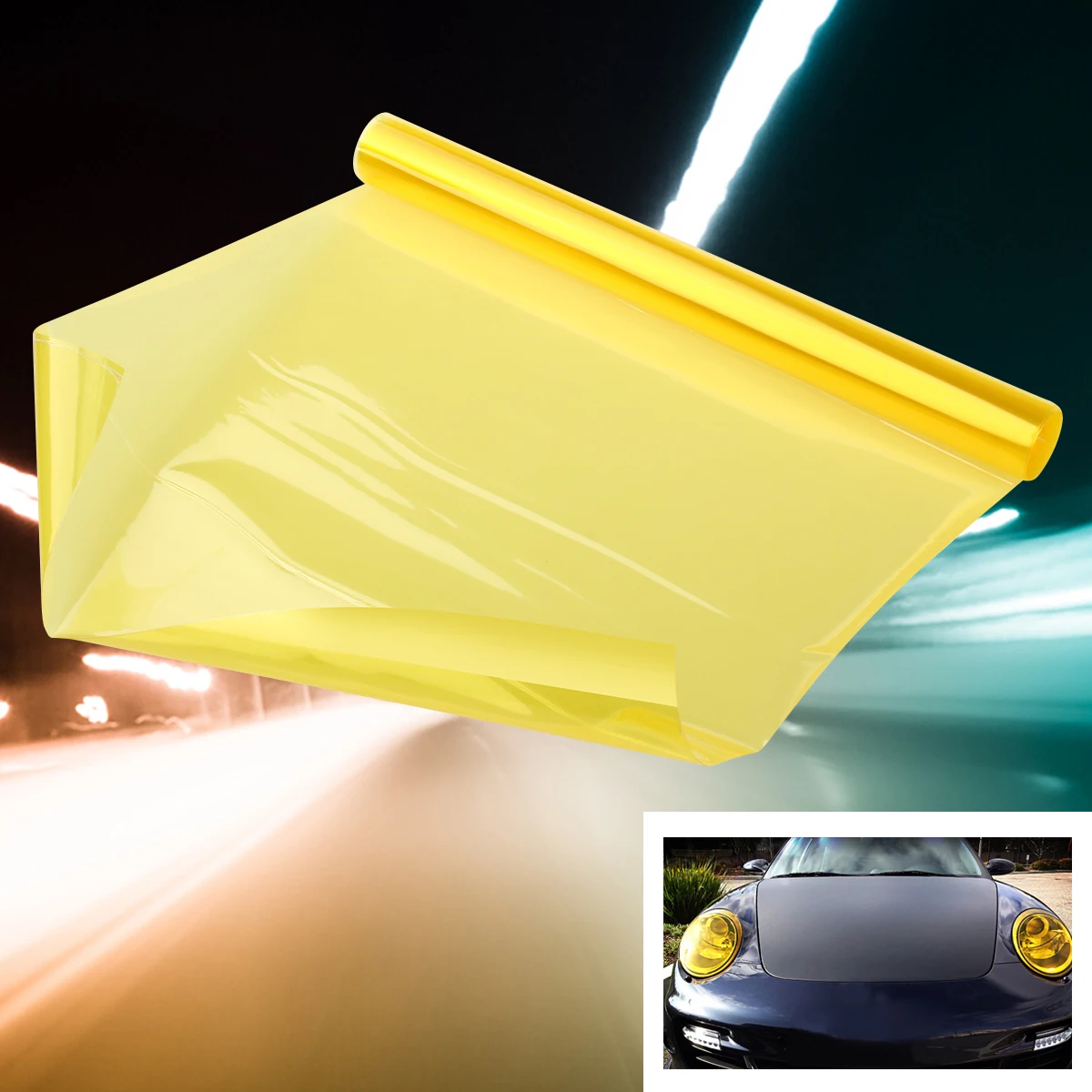 

Car Headlight Tint Film 30x120cm Yellow Durable Vinyl Waterproof Sunproof Easy Removal No Residue Suitable All Lamps Fog Turn