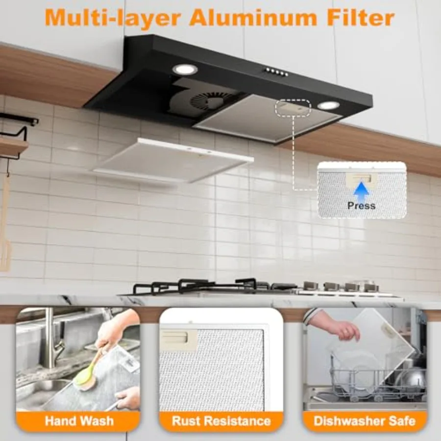 30 بوصة تحت الخزانة شفاط المطبخ الترا سليم موقد المطبخ تنفيس هود للمطابخ الحديثة أنابيب القناة للتحويل فرن العادم #4