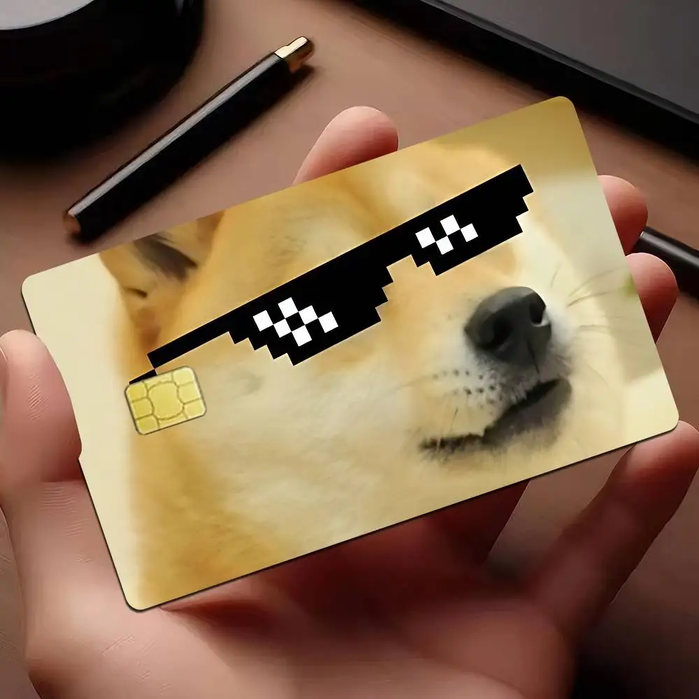 القطط والكلاب محاكاة ساخرة مجردة مضحك الرموز أنيمي ملصق فيلم غطاء الجلد لبطاقة الائتمان بطاقة الخصم البنك الجبهة
